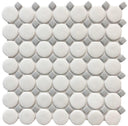 Penny Round White with Grey Dot Mosaic Tile 12x12