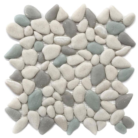 Liquid Rocks Riviera Shores Glass Pebble Mosaic Tile 12x12