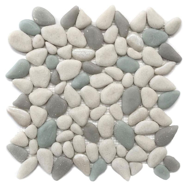 Liquid Rocks Riviera Shores Glass Pebble Mosaic Tile 12x12