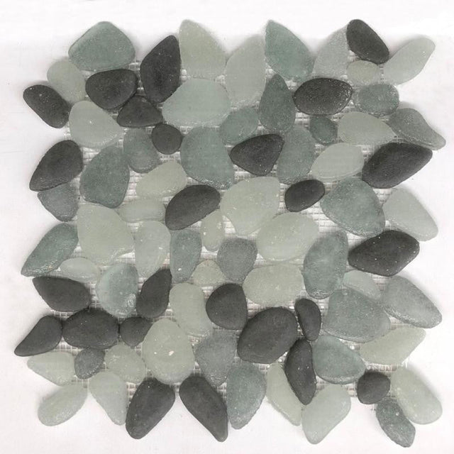 Liquid Rocks Moonstone 12x12 Glass Pebble Mosaic Tile