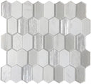 White Picket Carrara Glass Mosaic Tile 13x13 Sheet