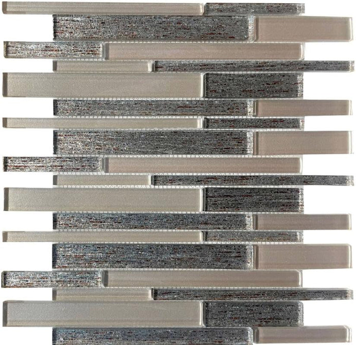 Mocha Linear Glass Mosaic Tile 12x12 Sheet 1
