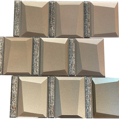 Champagne Glitz 3D Square Glass Mosaic Tile 12x12
