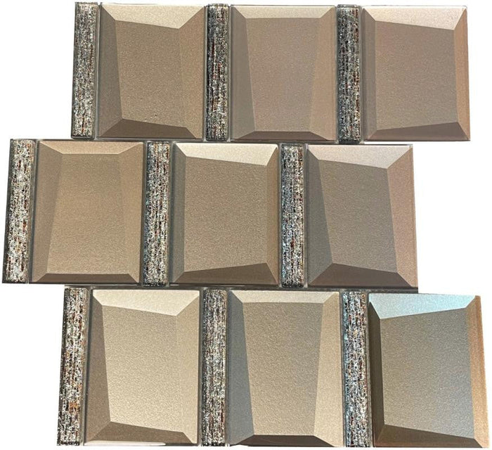 Champagne Glitz 3D Square Glass Mosaic Tile 12x12 1