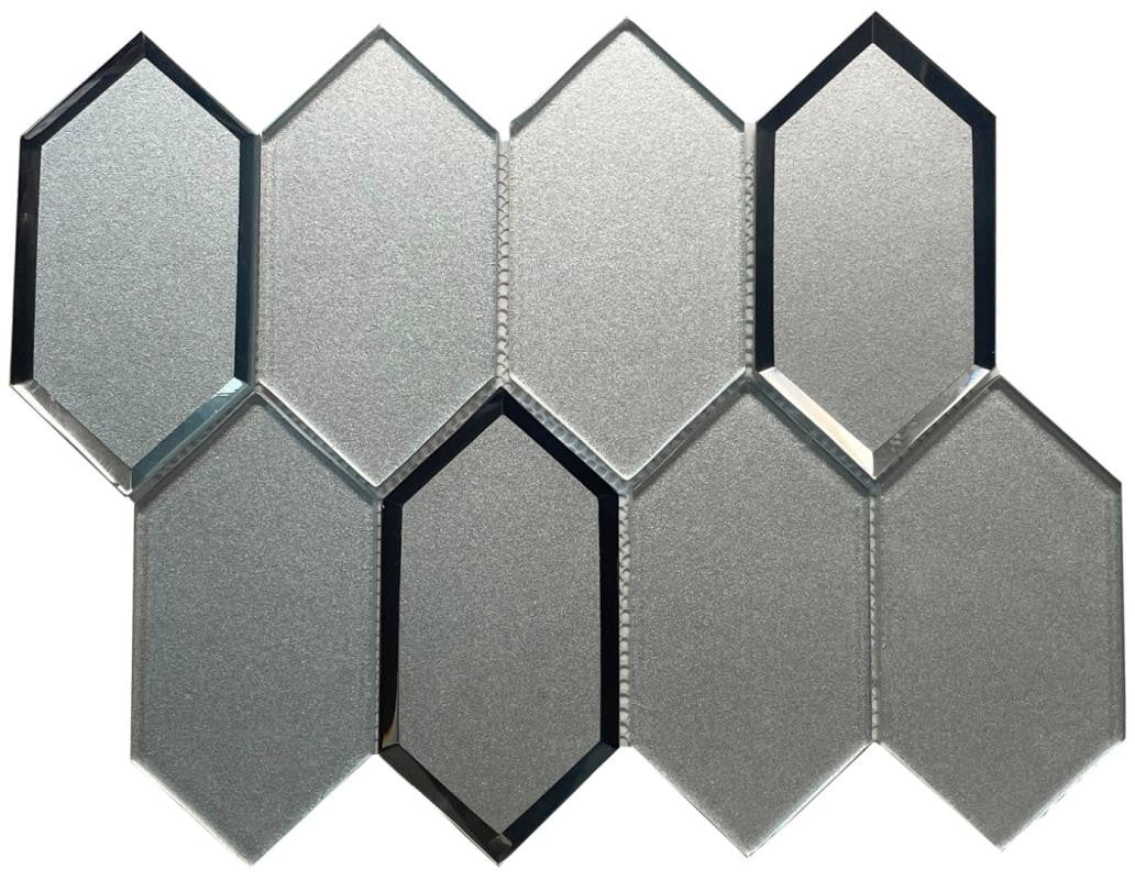 Silk White Hex Mirror Glass Mosaic Tile 12x12 Sheet