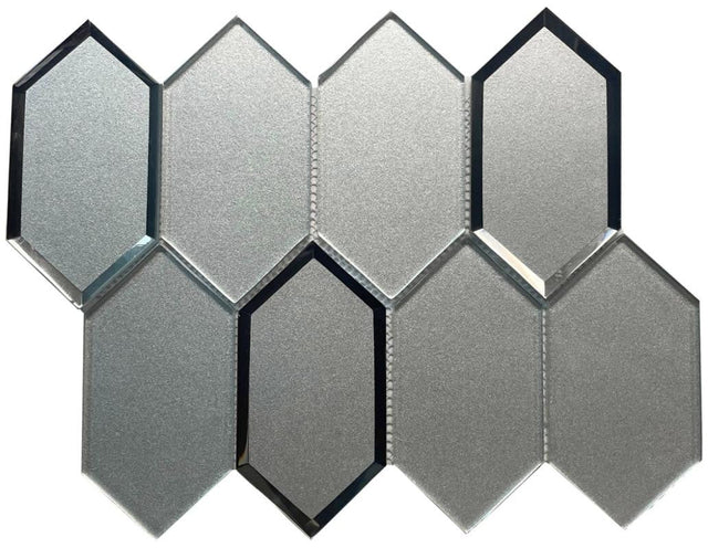 Silk White Hex Mirror Glass Mosaic Tile 12x12 Sheet