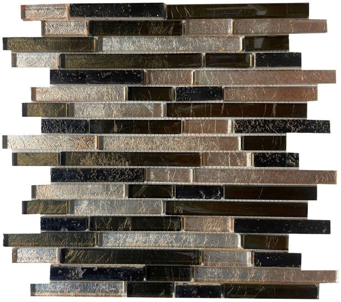Autumn Linear Glass Mosaic Tile 12x12 Sheet 1