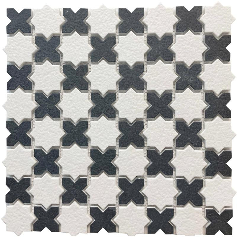 Black and White Checkerboard Glass Mosaic Tile 12x12 Sheet