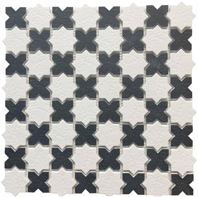 Black and White Checkerboard Glass Mosaic Tile 12x12 Sheet