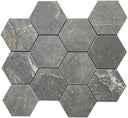 Charme Black 4" Hexagon Porcelain Mosaic Tile 12x13