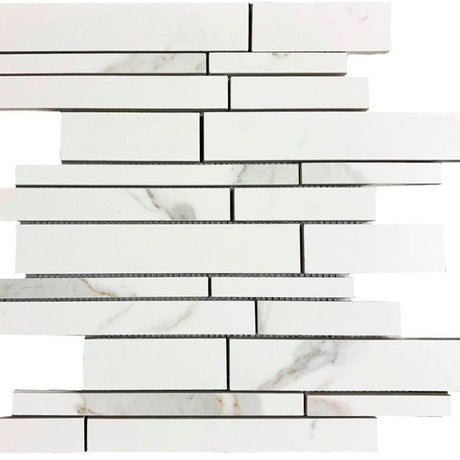 Carrara Linear Matte Ceramic Mosaic Tile 13x13 Sheet