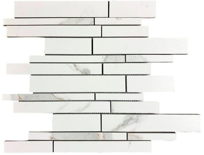 Carrara Linear Matte Ceramic Mosaic Tile 13x13 Sheet 1