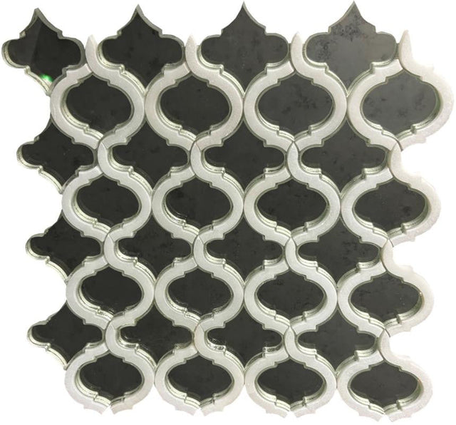 Antique Moroccan Mirror and Marble Mosaic Tile 12x12 Sheet
