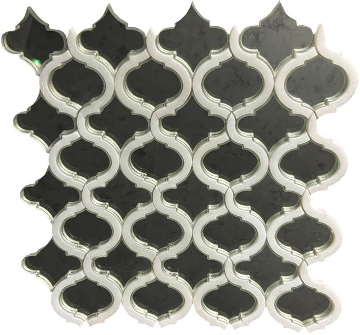 Antique Moroccan Mirror and Marble Mosaic Tile 12x12 Sheet 1