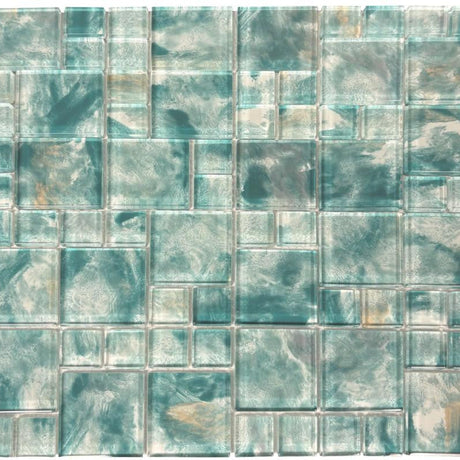 Abstract Aqua Glass Mosaic Tile 12x12 Sheet