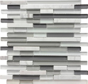 London Linear 12x12 Glass Strip Mosaic Tile