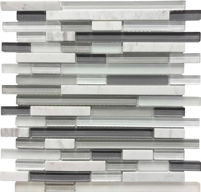 London Linear 12x12 Glass Strip Mosaic Tile