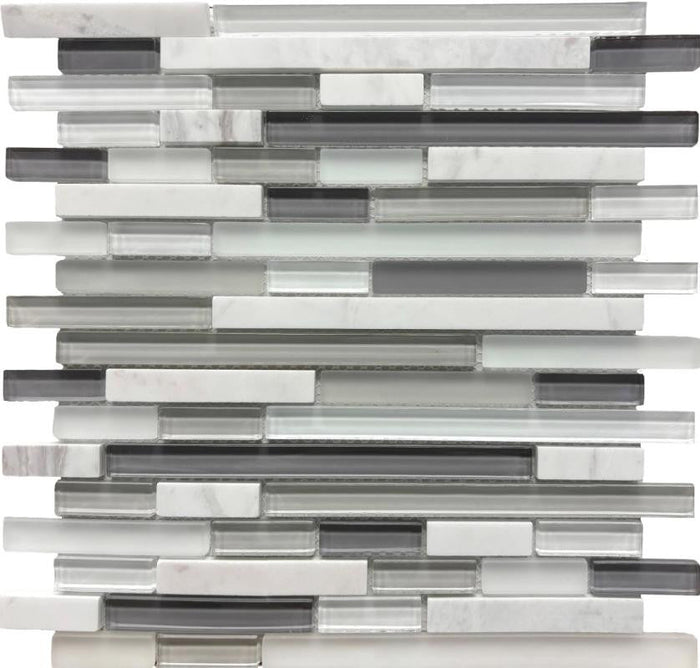 London Linear 12x12 Glass Strip Mosaic Tile 1