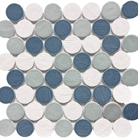 Coastal Hues Circular Glass Mosaic Tile 12x12 Sheet