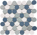 Coastal Hues Circular Glass Mosaic Tile 12x12 Sheet