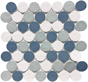 Coastal Hues Circular Glass Mosaic Tile 12x12 Sheet
