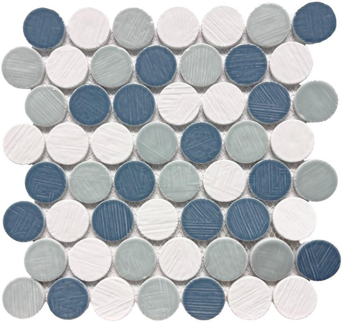 Coastal Hues Circular Glass Mosaic Tile 12x12 Sheet 1