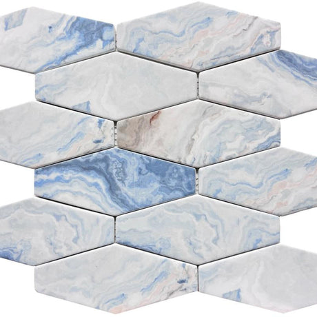 Blue Sky Elongated Glass Mosaic Tile 12x12 Sheet