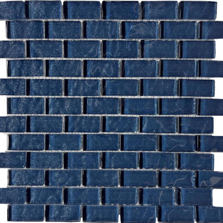 Glint Blue Grey 1x2 Glass Mosaic Tile 12x12 Sheet