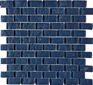 Glint Blue Grey 1x2 Glass Mosaic Tile 12x12 Sheet