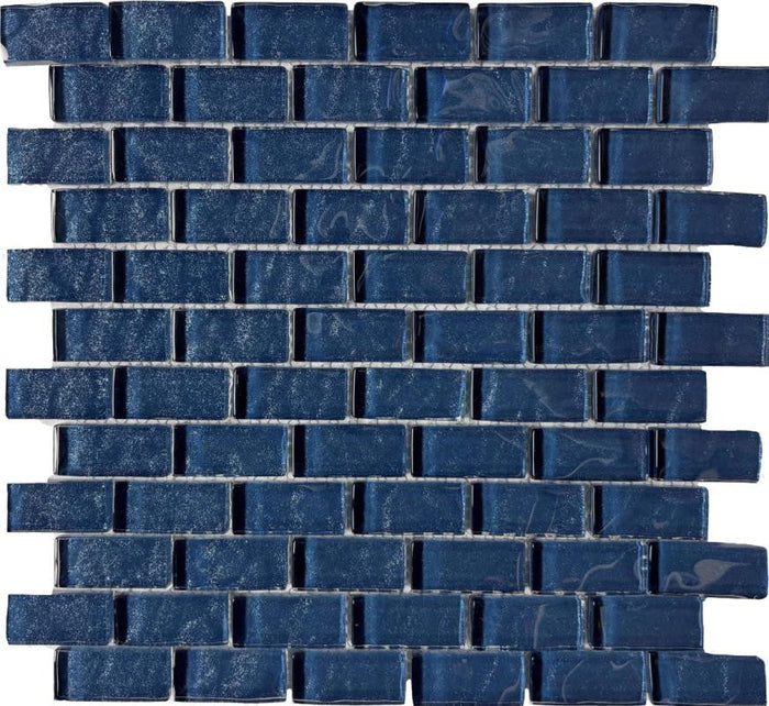 Glint Blue Grey 1x2 Glass Mosaic Tile 12x12 Sheet 1