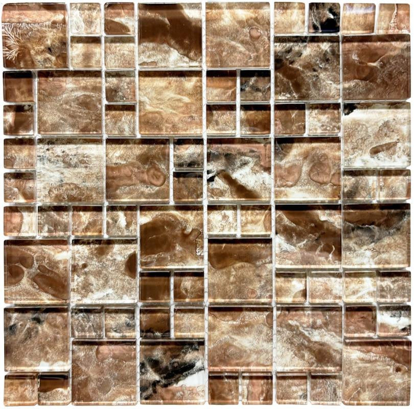 Abstract Earth Glass Mosaic Tile 12x12 Sheet