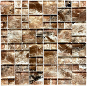 Abstract Earth Glass Mosaic Tile 12x12 Sheet