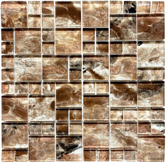 Abstract Earth Glass Mosaic Tile 12x12 Sheet
