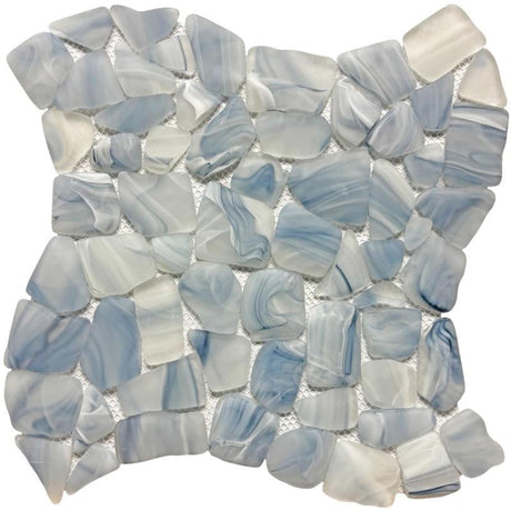 Sea Blue Pebble Glass Mosaic Tile 12x12 Sheet