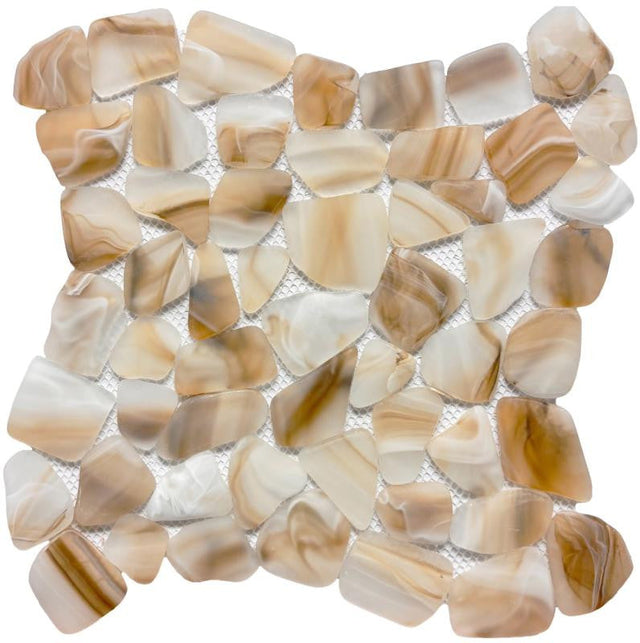 Tortoise Shell Pebble Glass Mosaic Tile 12x12 Sheet