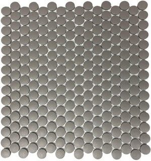 Graphite 1" Penny Round Porcelain Mosaic Tile 12x12 Sheet