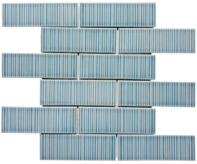 Coastal Hues Blue 2x6 Glass Mosaic Tile 12x12 Sheet