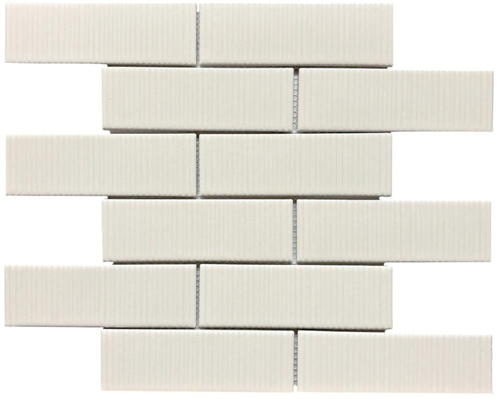 Coastal Hues Beige 2x6 Glass Mosaic 12x12 Sheet 1