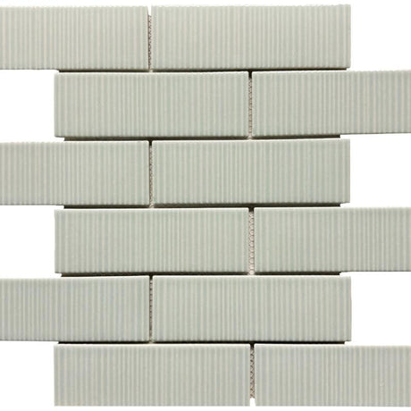 Coastal Hues Green 2x6 Glass Mosaic Tile 12x12 Sheet