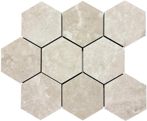Arezzo Crema 4" Hex Porcelain Mosaic Tile 12x14 Sheet