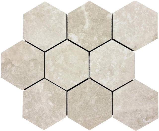 Arezzo Crema 4" Hex Porcelain Mosaic Tile 12x14 Sheet