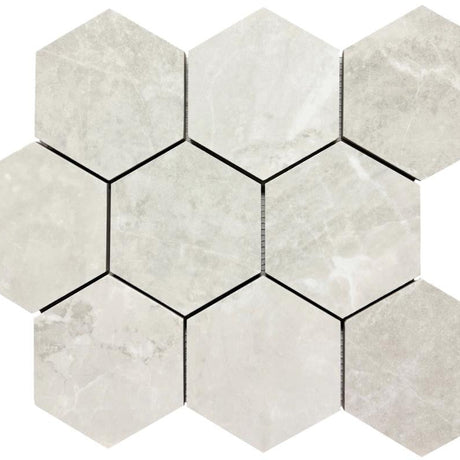 Arezzo Perla 4" Hex Porcelain Mosaic Tile 12x14 Sheet