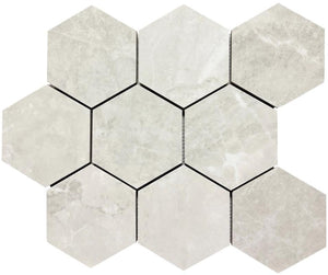 Arezzo Perla 4" Hex Porcelain Mosaic Tile 12x14 Sheet