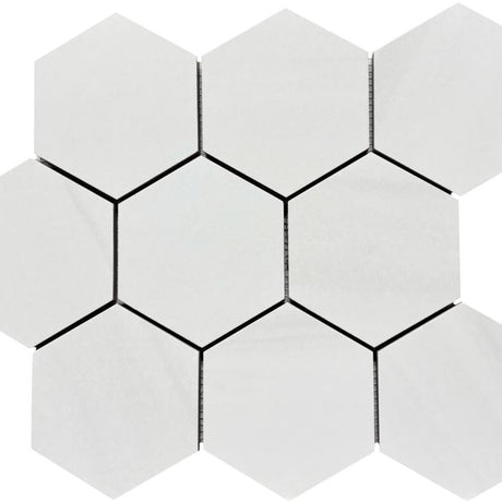 Dolomite Bianco 4" Hex Porcelain Mosaic Tile 12x14 Sheet