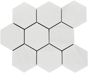Dolomite Bianco 4" Hex Porcelain Mosaic Tile 12x14 Sheet