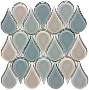 Utopia Raindrop Glass Mosaic Tile 12x12 Sheet