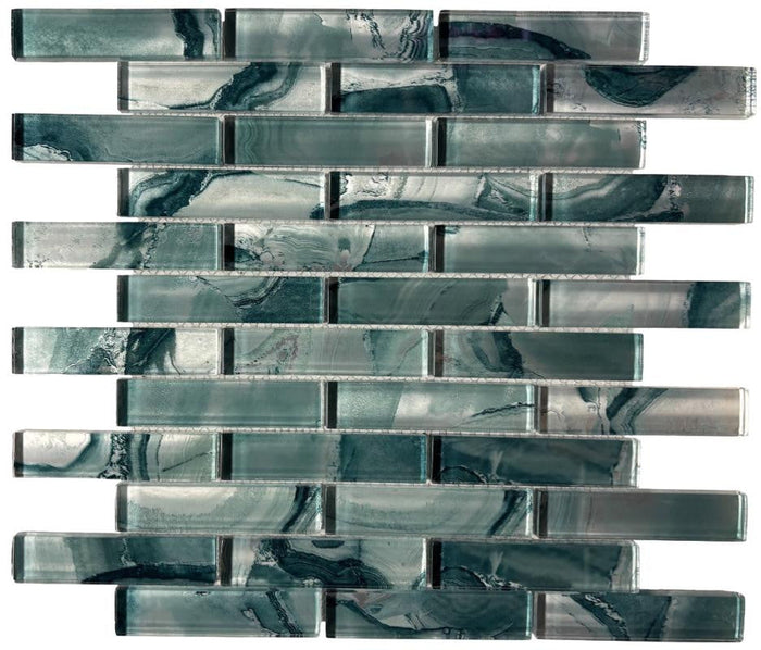 Teal Linear Glass Mosaic Tile 2