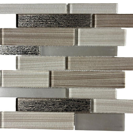 Warm Jewel Linear Blend Glass Mosaic Tile 12x12 Sheet