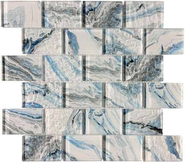 Glacier Crystal 2x3 Glass Mosaic Tile 12x12 Sheet