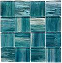 Aqua Iridescent 3x3 Glass Mosaic Tile 12x12 Sheet